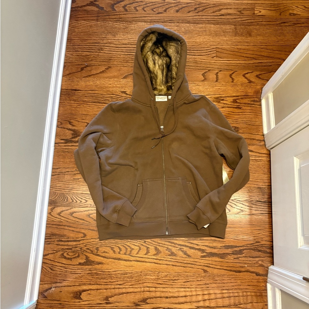 Studio Works Brown Hoodie with Faux Fur